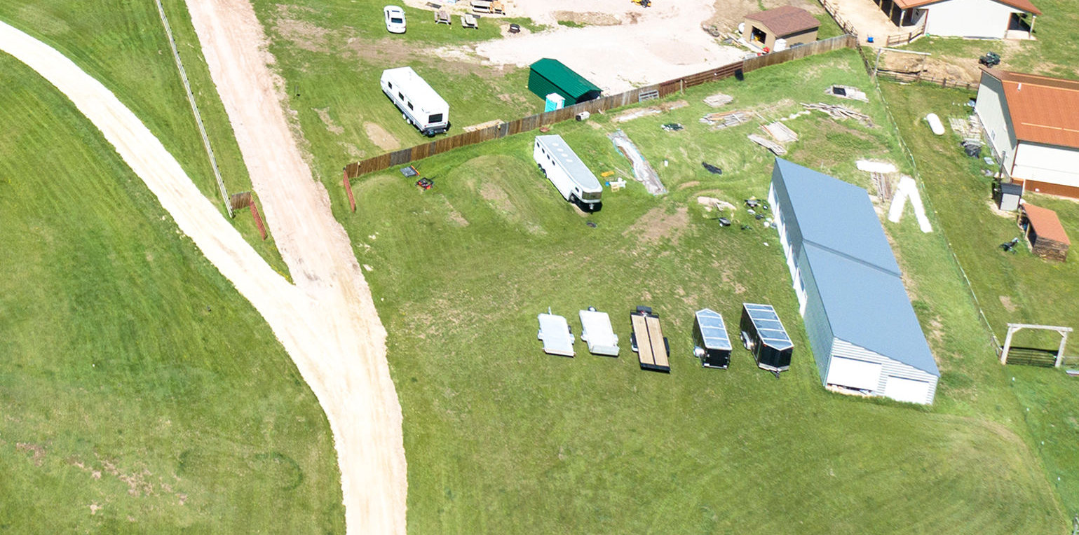 Drone overhead view of the barn and lot